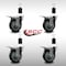 Service Caster 4'' SS Thermoplastic Rubber Swivel 1-1/2'' Expanding Stem Caster Set Total Lock Brake, 4PK SCC-SSEXTTL20S414-TPRB-112-4 - alternate 3